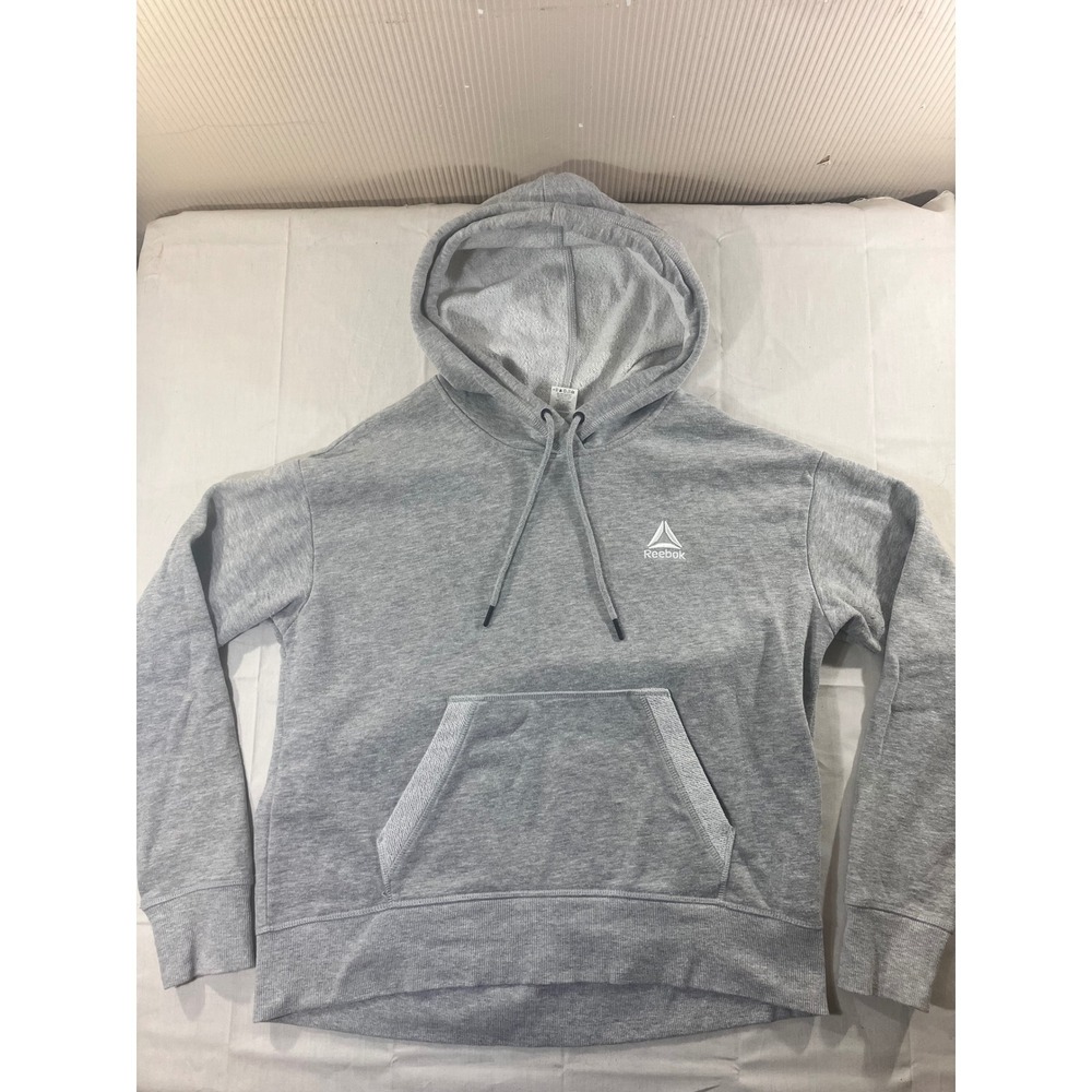 Reebok Gray Heathered Hoodie Sweatshirt Women's Small‎ Drawstring Hood